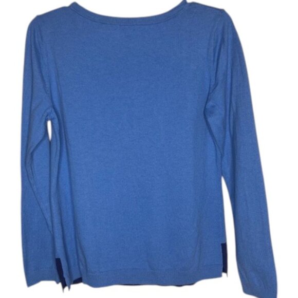 Talbots 100% Cotton Knit Intarsia Sweater Eiffel Tower Motorbike - Blue - S - Picture 6 of 10